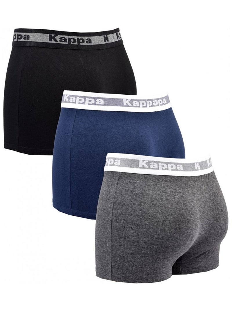 Cueca boxer homem KAPPA - Pack de 3 Azul Cinza Preto - Kiabi