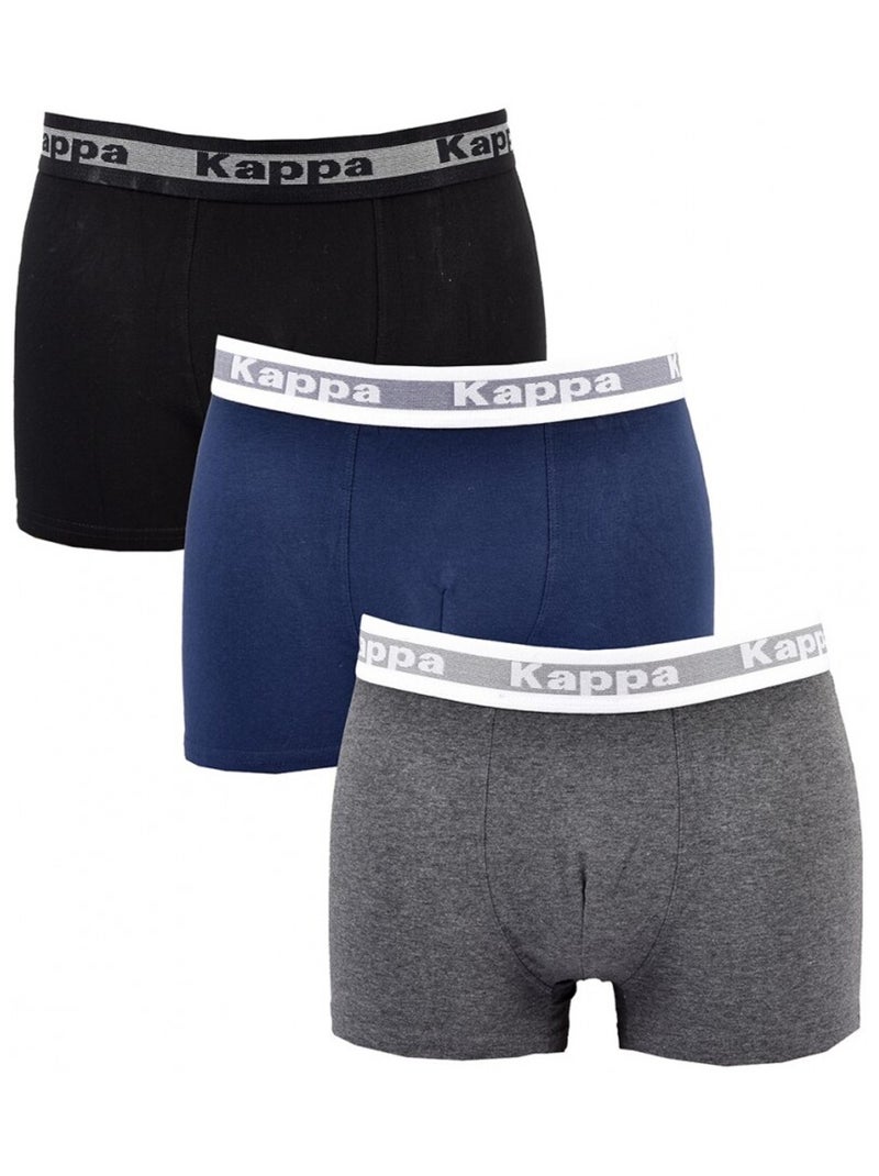 Cueca boxer homem KAPPA - Pack de 3 Azul Cinza Preto - Kiabi