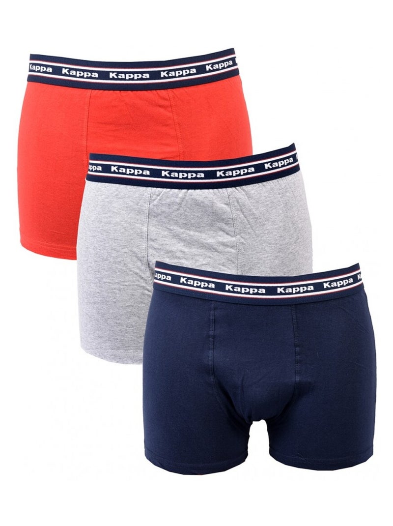 Cueca boxer homem KAPPA - Pack de 3 Cinza-vermelho azul - Kiabi