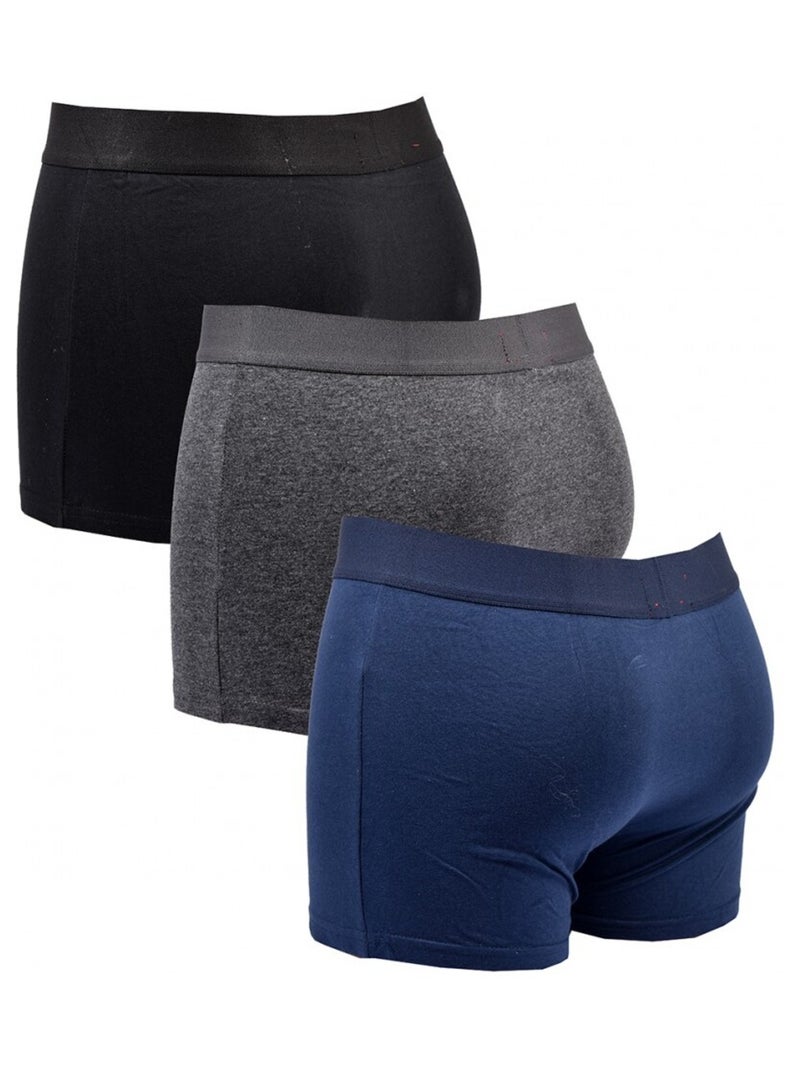 Cueca boxer homem KAPPA - Pack de 3 Preto Cinza Azul - Kiabi