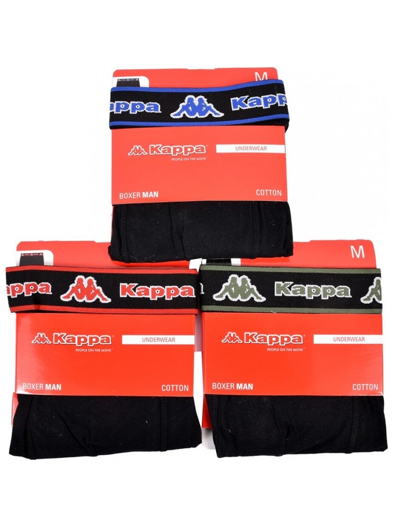 Cueca boxer homem KAPPA - Pack de 3 Preto - Kiabi