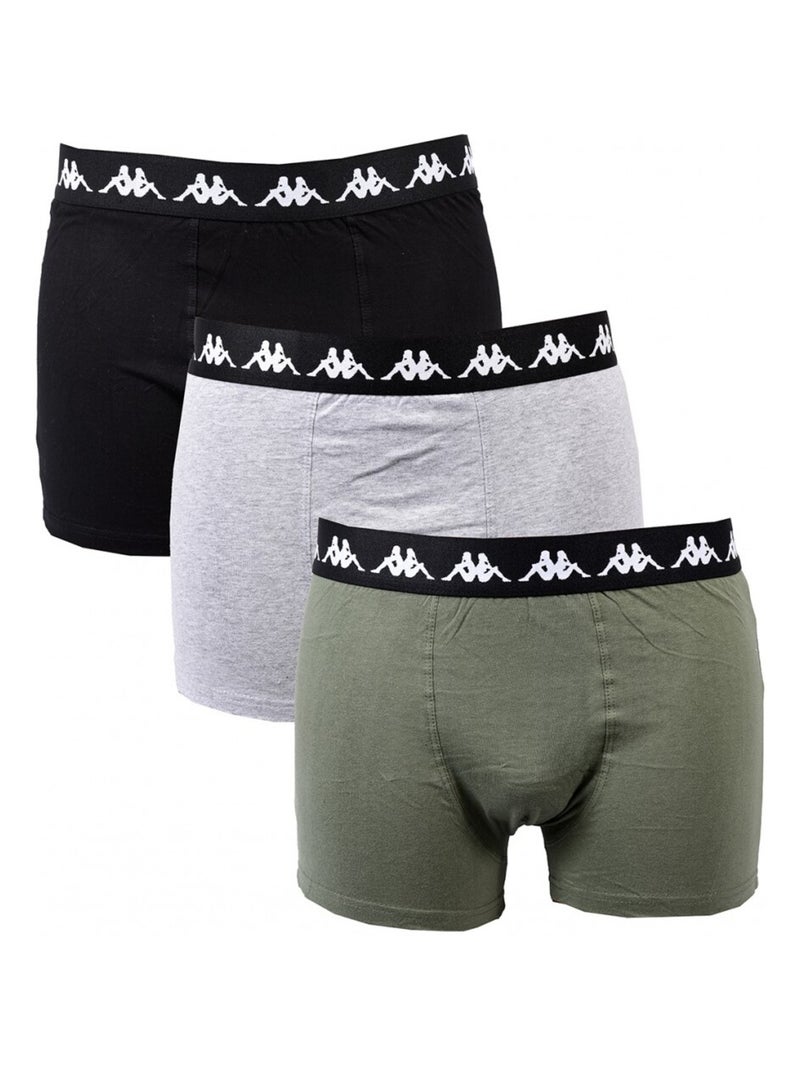 Cueca boxer homem KAPPA - Pack de 3 Preto Verde Cinza - Kiabi