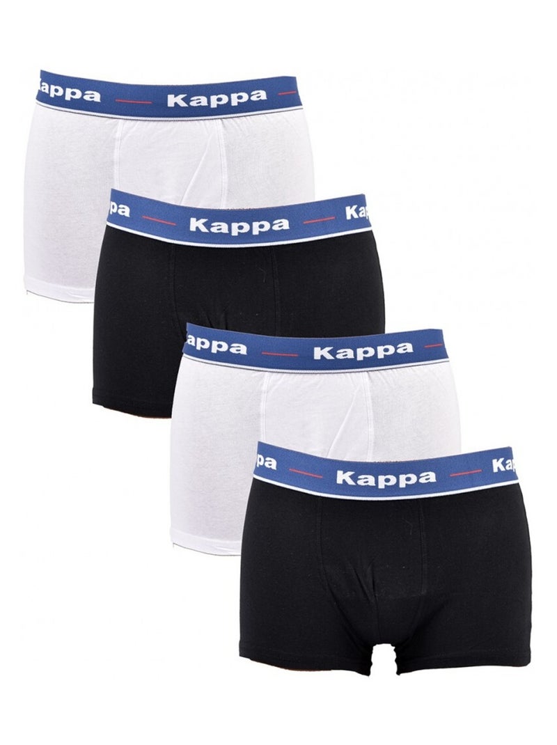 Cueca boxer homem KAPPA - Pack de 4 Branco Preto - Kiabi