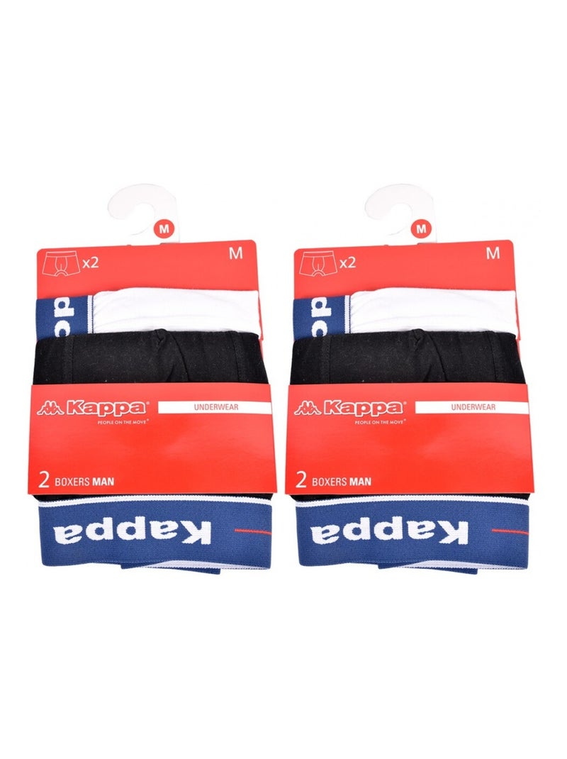 Cueca boxer homem KAPPA - Pack de 4 Branco Preto - Kiabi