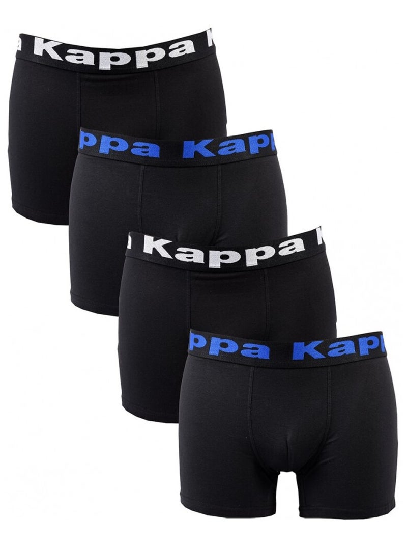 Cueca boxer homem KAPPA - Pack de 4 Preto Azul Branco - Kiabi