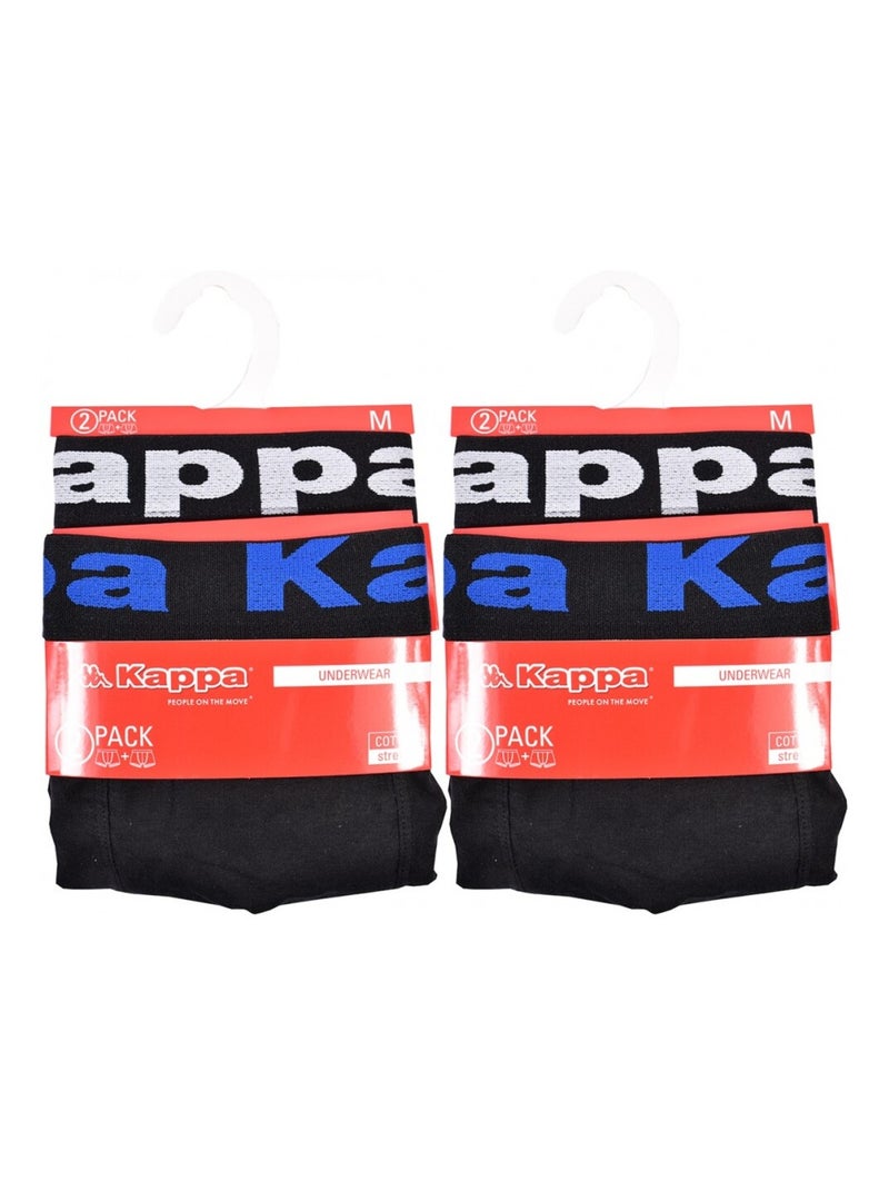 Cueca boxer homem KAPPA - Pack de 4 Preto Azul Branco - Kiabi