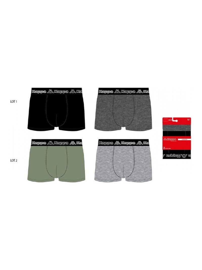 Cueca boxer homem KAPPA - Pack de 4 Preto Cáqui Cinza - Kiabi