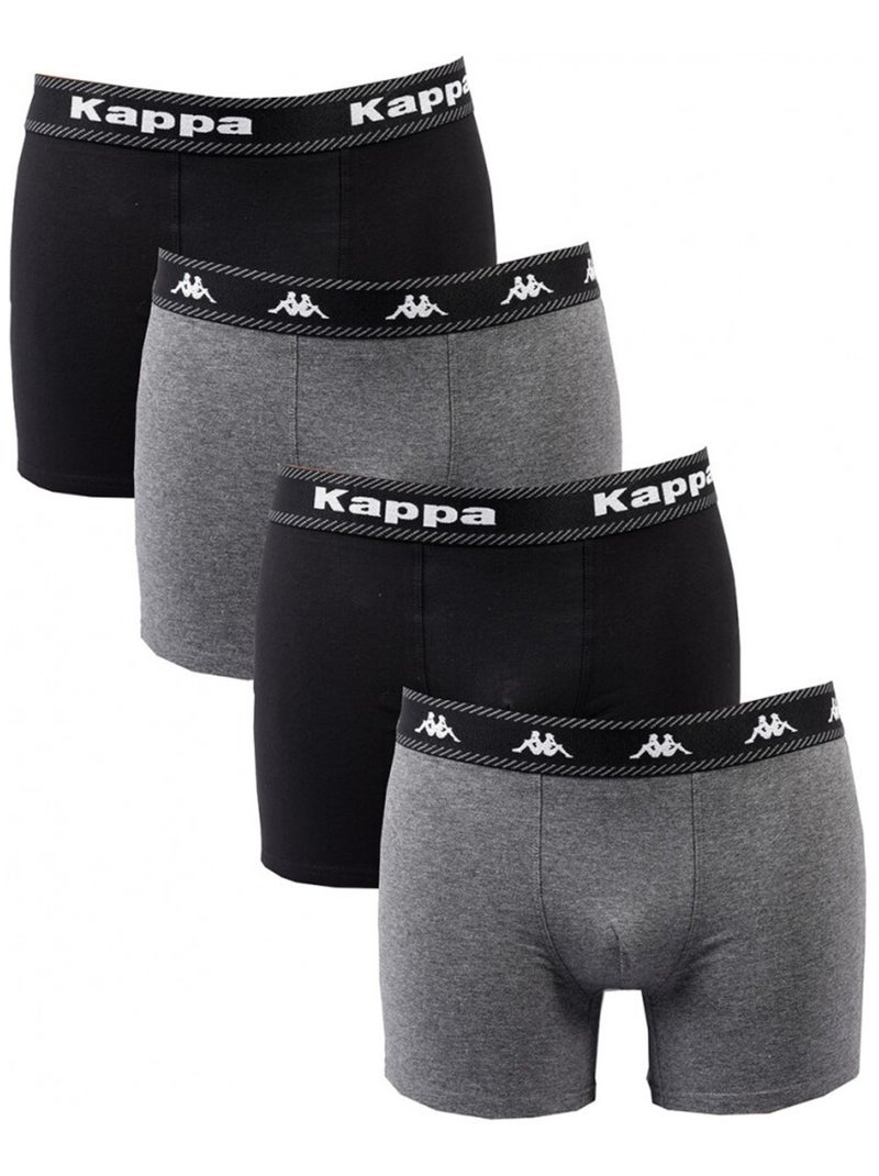 Cueca boxer homem KAPPA - Pack de 4 Preto Cinza - Kiabi