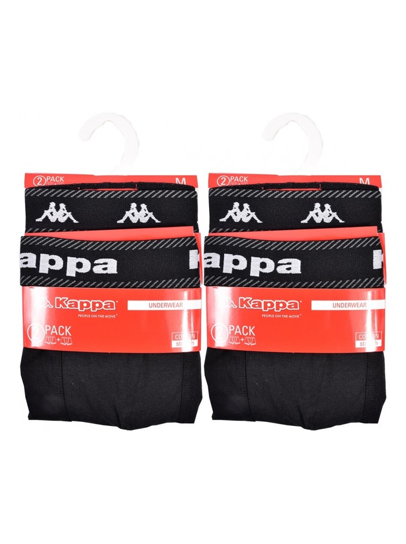 Cueca boxer homem KAPPA - Pack de 4 Preto Cinza - Kiabi