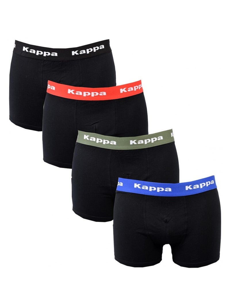 Cueca boxer homem KAPPA - Pack de 4 Preto Multicolorido Preto - Kiabi
