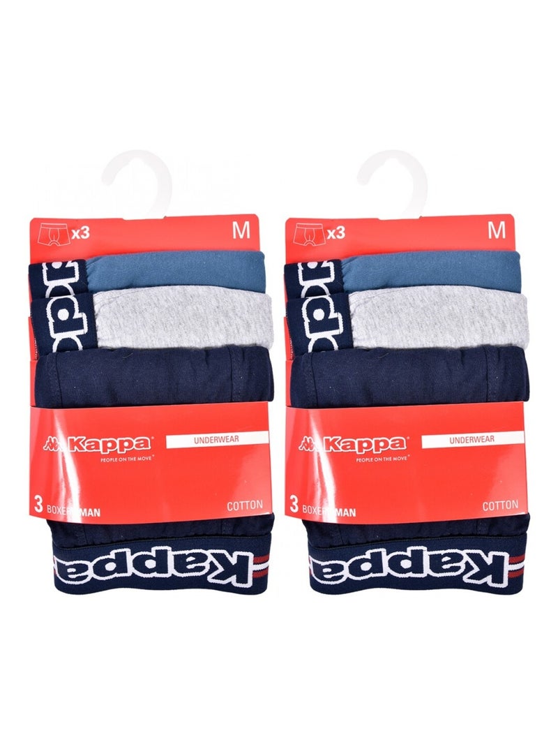 Cueca boxer homem KAPPA - Pack de 6 Azul Azul-marinho Cinza - Kiabi