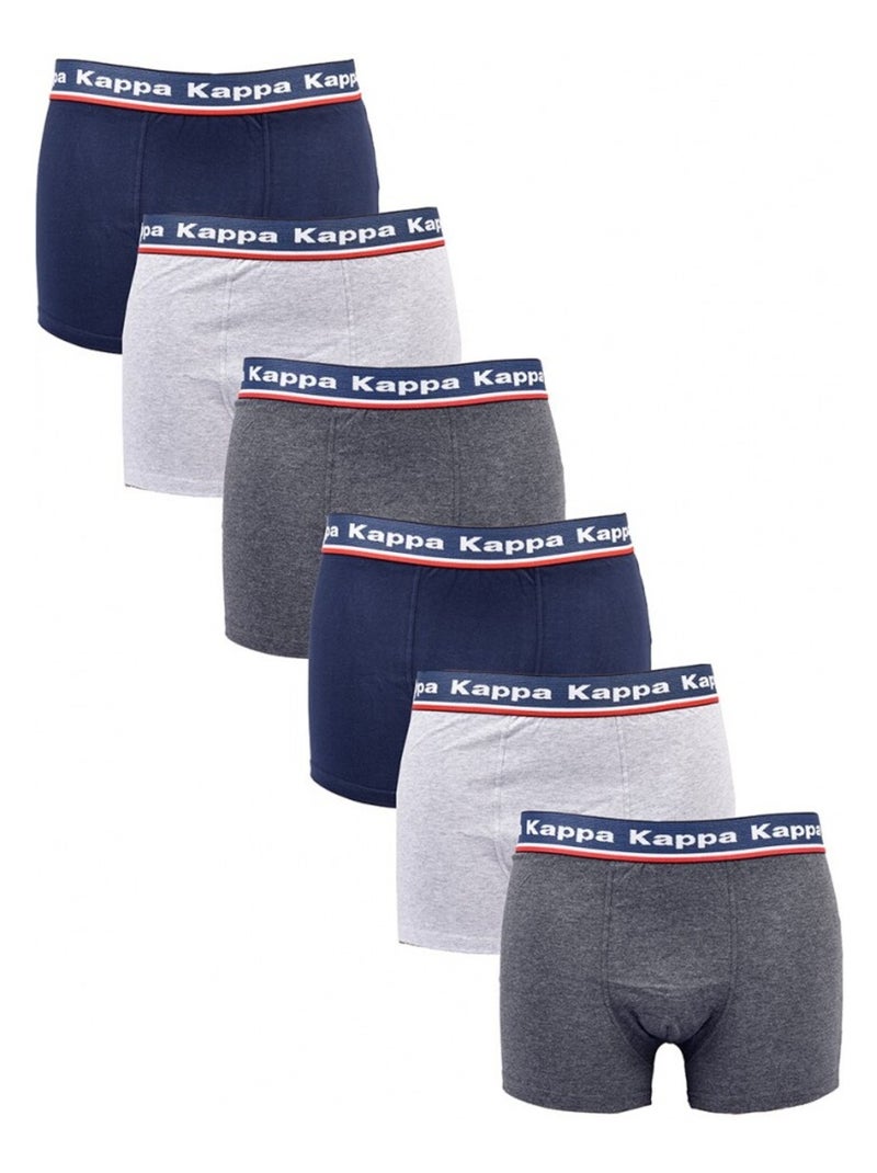 Cueca boxer homem KAPPA - Pack de 6 Azul-cinza antracite - Kiabi