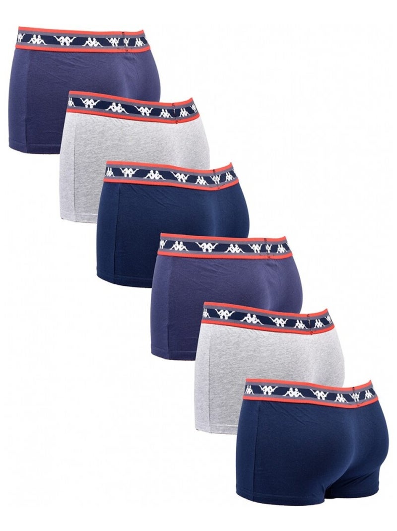 Cueca boxer homem KAPPA - Pack de 6 Azul Cinza Azul - Kiabi