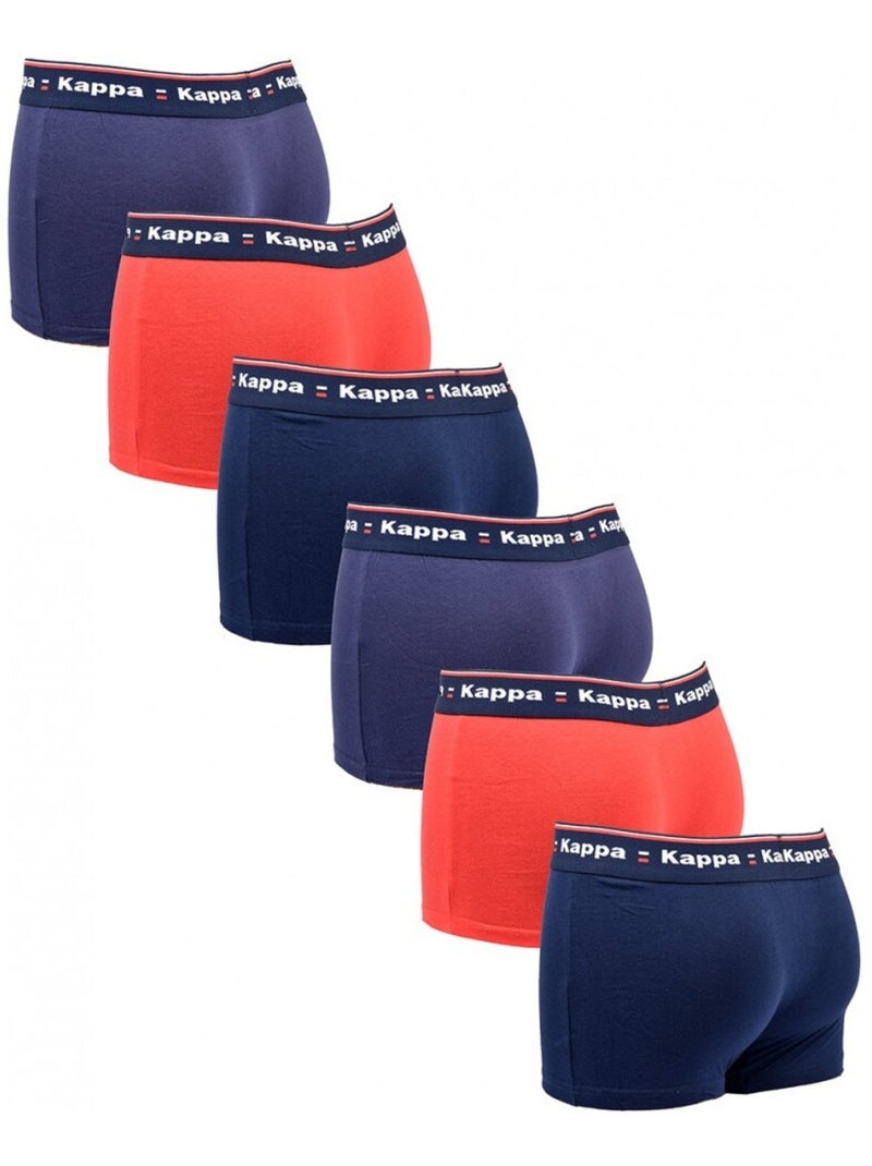 Cueca boxer homem KAPPA - Pack de 6 Azul Vermelho Azul - Kiabi