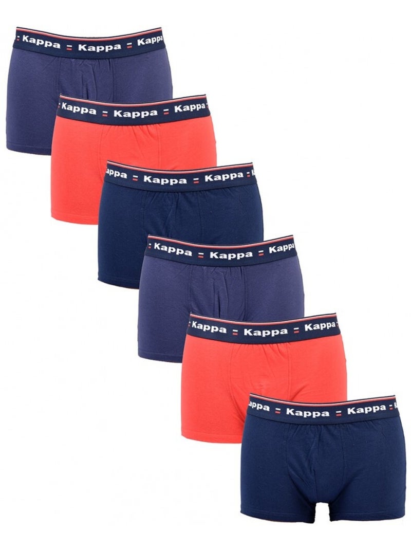 Cueca boxer homem KAPPA - Pack de 6 Azul Vermelho Azul - Kiabi