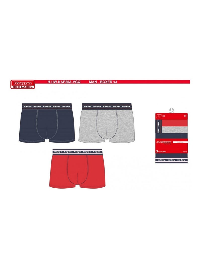 Cueca boxer homem KAPPA - Pack de 6 Azul Vermelho Cinza - Kiabi