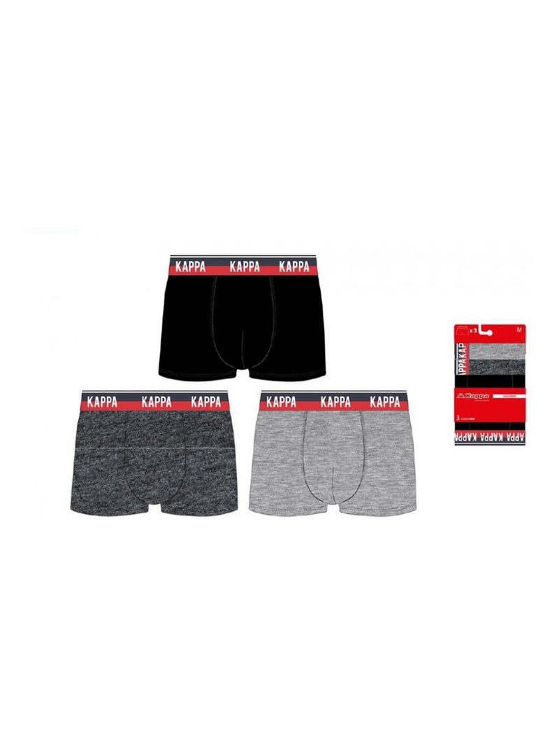 Cueca boxer homem KAPPA - Pack de 6 Preto Multicolorido Cinza - Kiabi