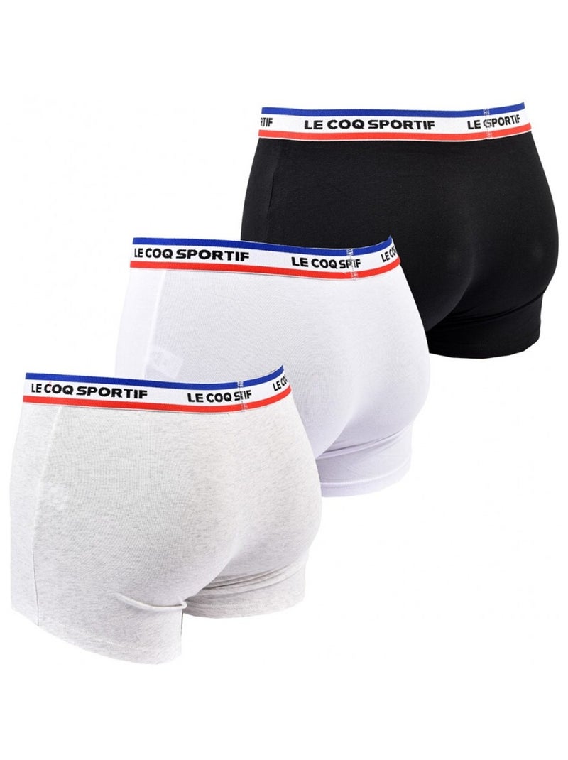 Cueca Boxer Homem LE COQ SPORTIF - Pack de 3 Preto Branco Cinza - Kiabi