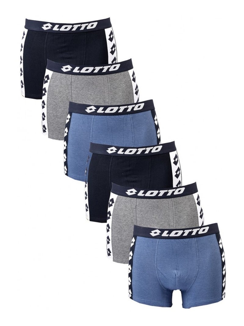 Cueca boxer homem LOTTO - Pack de 6 Azul Cinza Azul - Kiabi