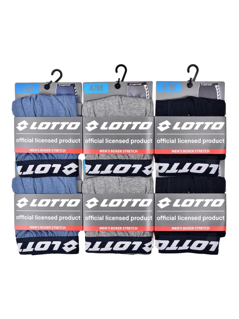 Cueca boxer homem LOTTO - Pack de 6 Azul Cinza Azul - Kiabi
