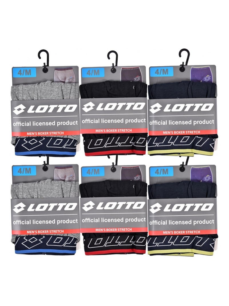 Cueca boxer homem LOTTO - Pack de 6 Azul Multicolor Preto - Kiabi