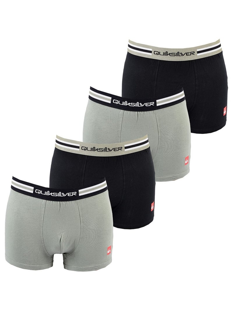 Cueca Boxer Homem QUIKSILVER - Pack de 4 Preto Cinza Branco - Kiabi