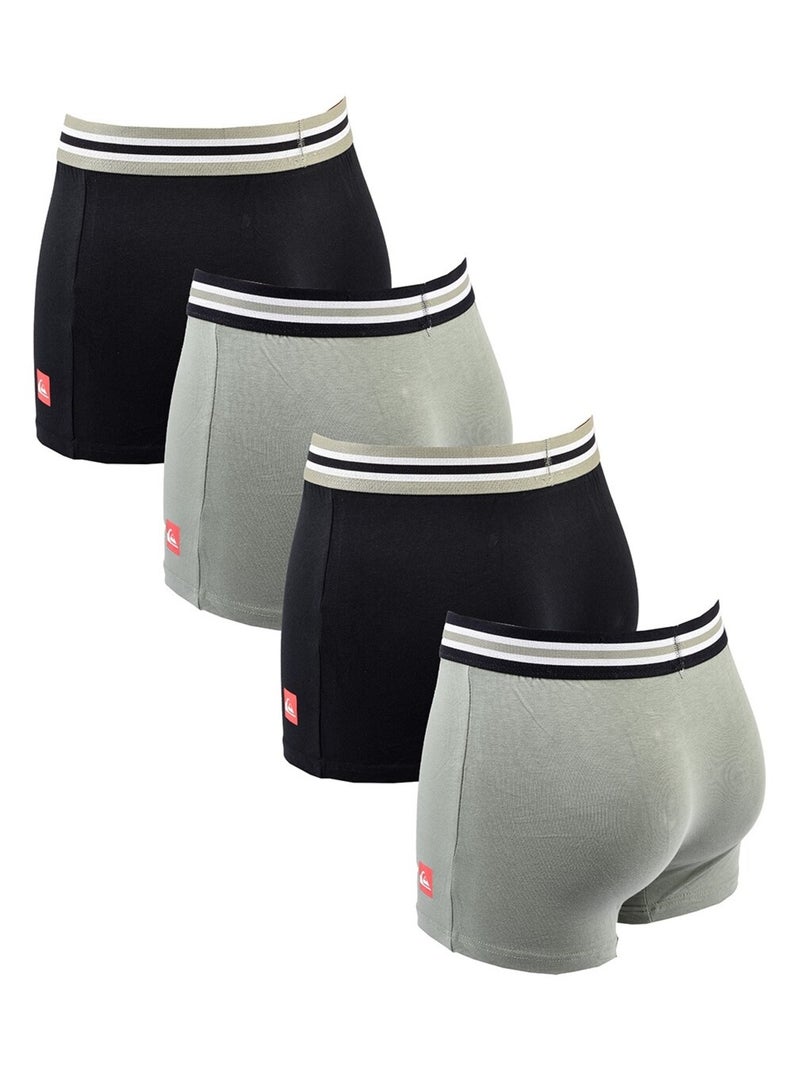 Cueca Boxer Homem QUIKSILVER - Pack de 4 Preto Cinza Branco - Kiabi