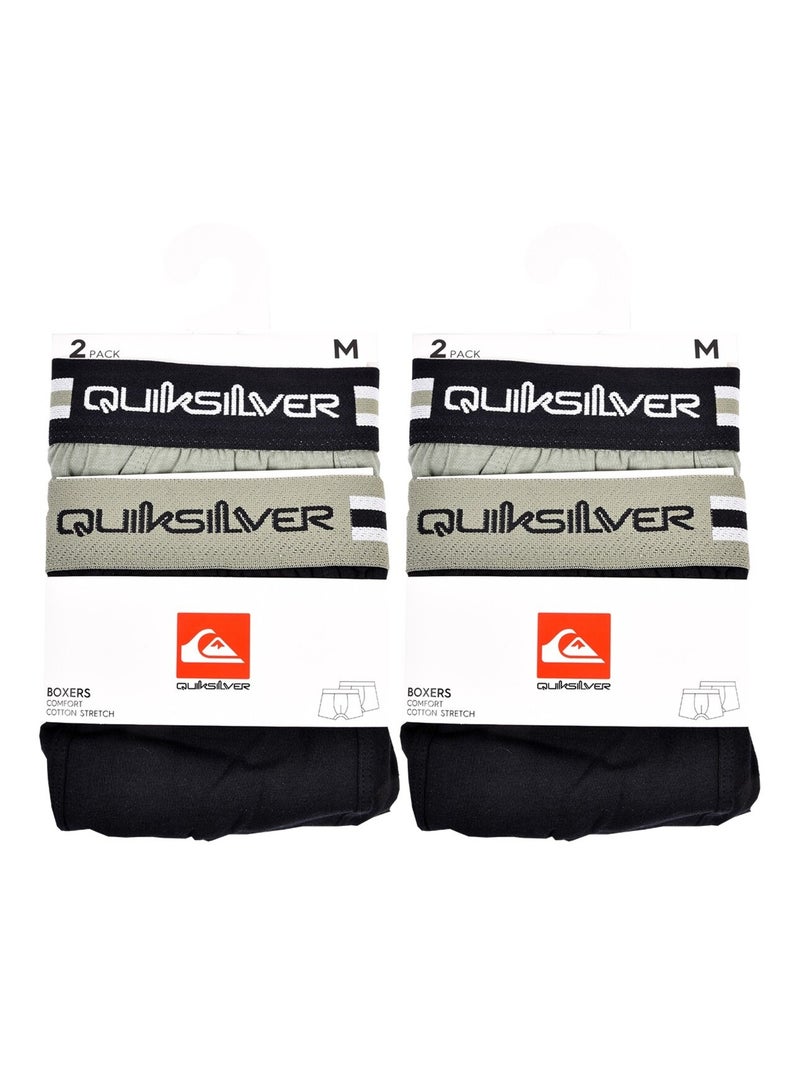 Cueca Boxer Homem QUIKSILVER - Pack de 4 Preto Cinza Branco - Kiabi