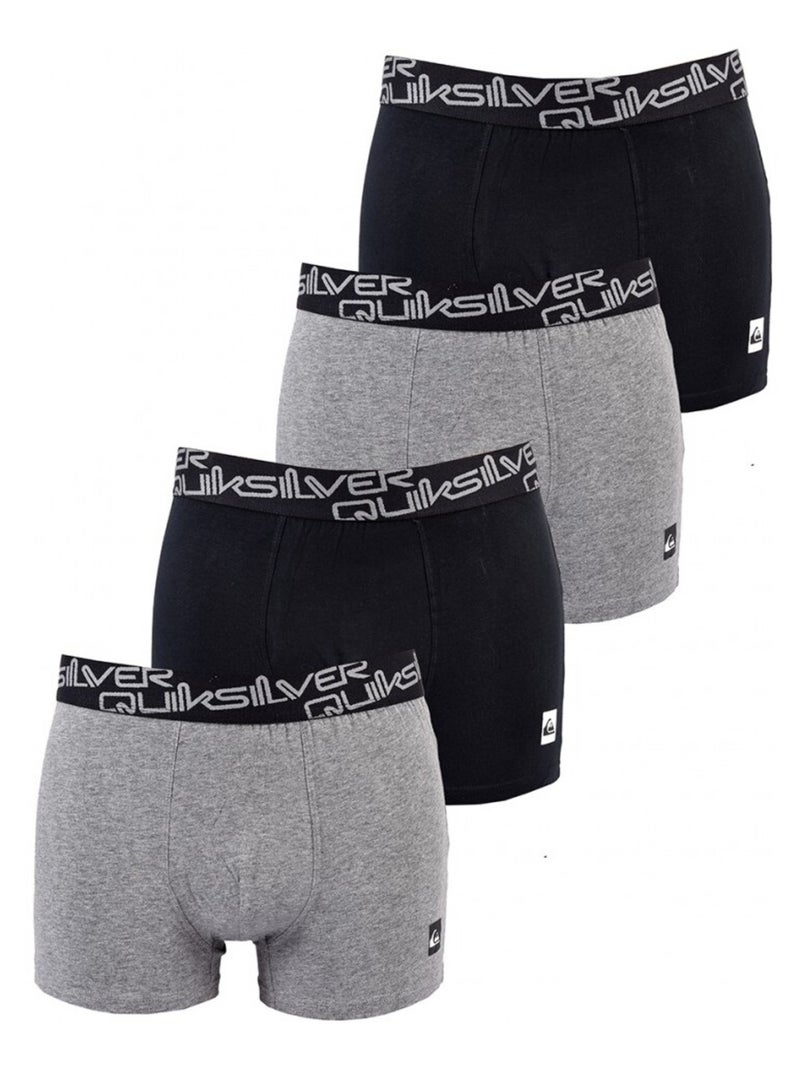 Cueca Boxer Homem QUIKSILVER - Pack de 4 Preto Cinza - Kiabi