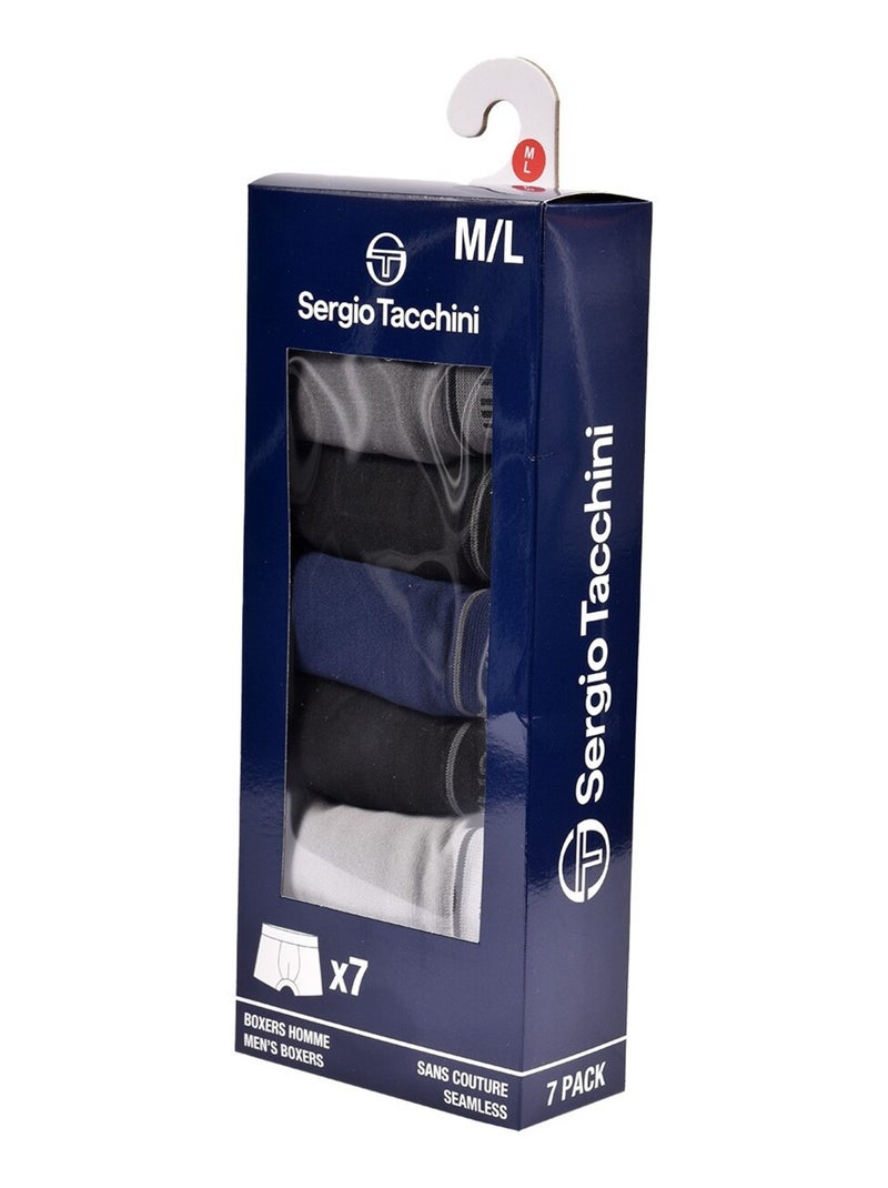 Cueca boxer SERGIO TACCHINI sem costura pack 7 SEAMLESS0708 Preto Branco Cinza - Kiabi