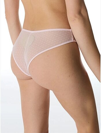 Cueca brasileira de cetim às bolinhas penti
