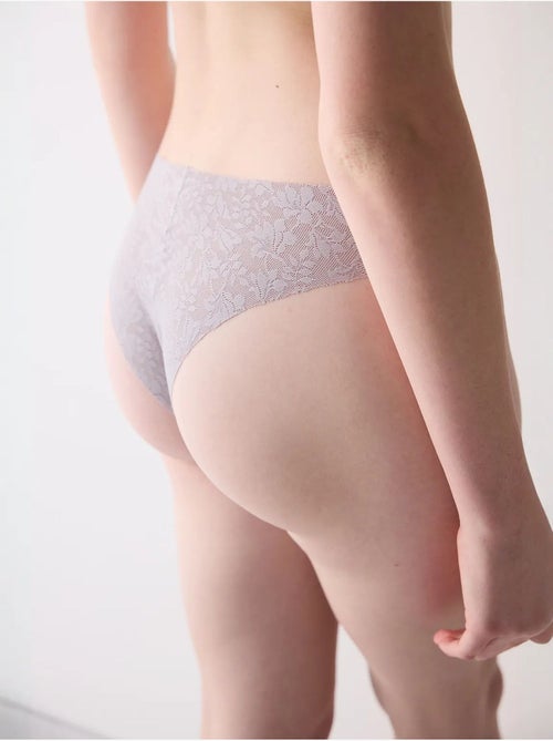 Cueca brasileira invisível de corte a laser lacy em renda penti - Kiabi