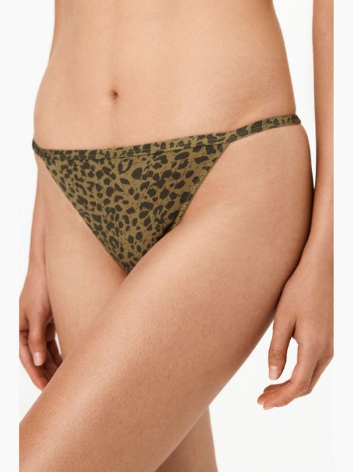 Cueca brasileira micro feminina em renda estampada penti - Kiabi