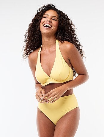 Cueca de banho cintura subida com estampado vichy