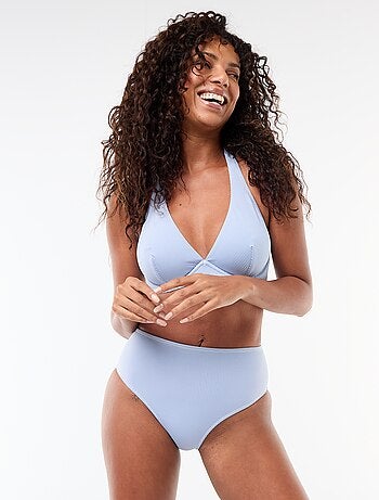 Cueca de banho cintura subida com estampado vichy