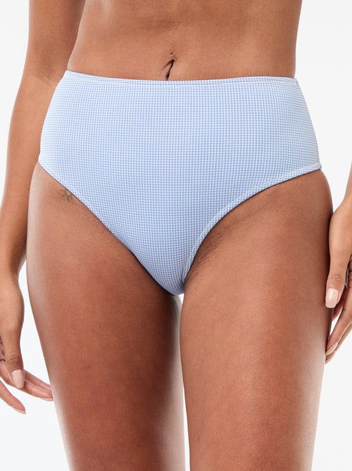 Cueca de banho cintura subida com estampado vichy - Kiabi