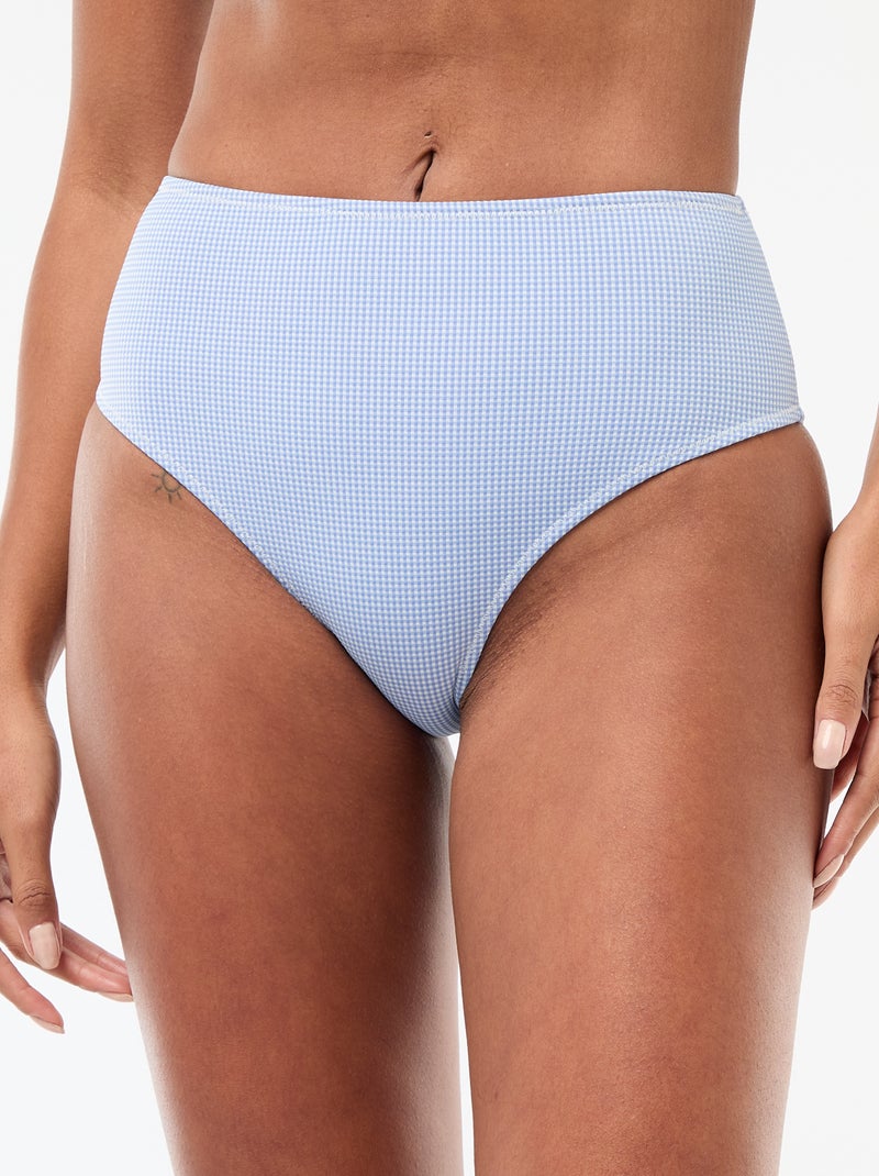 Cueca de banho cintura subida com estampado vichy Azul - Kiabi