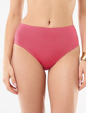 Cueca de banho cintura subida com estampado vichy