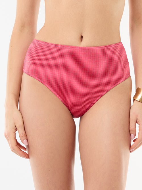 Cueca de banho cintura subida com estampado vichy - Kiabi