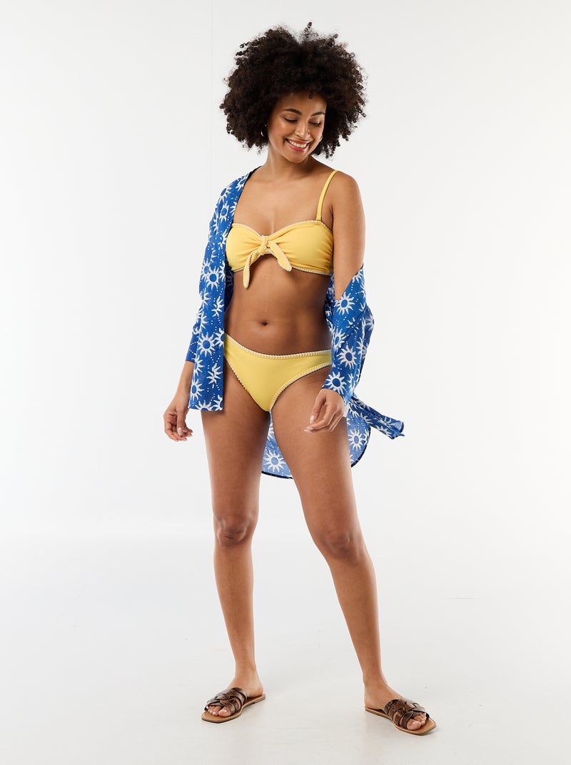 Cueca de banho com costuras contrastantes Amarelo - Kiabi