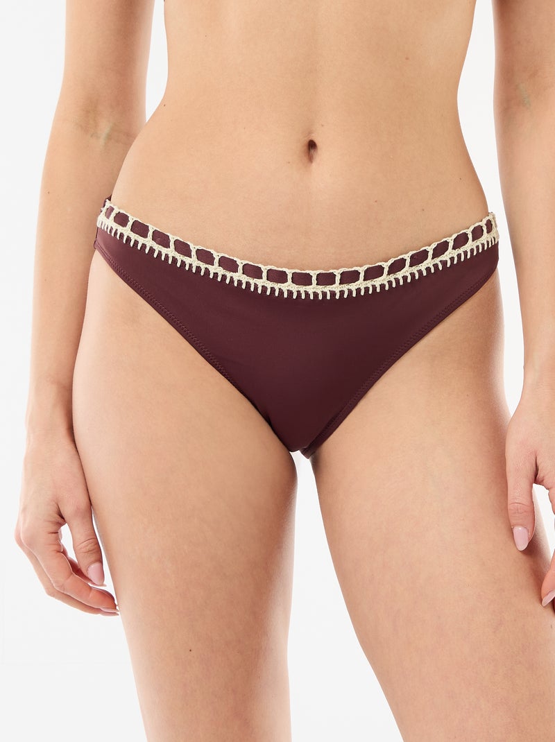Cueca de banho com detalhes em macramé Castanho - Kiabi