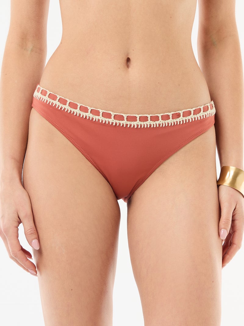 Cueca de banho com detalhes em macramé Laranja - Kiabi