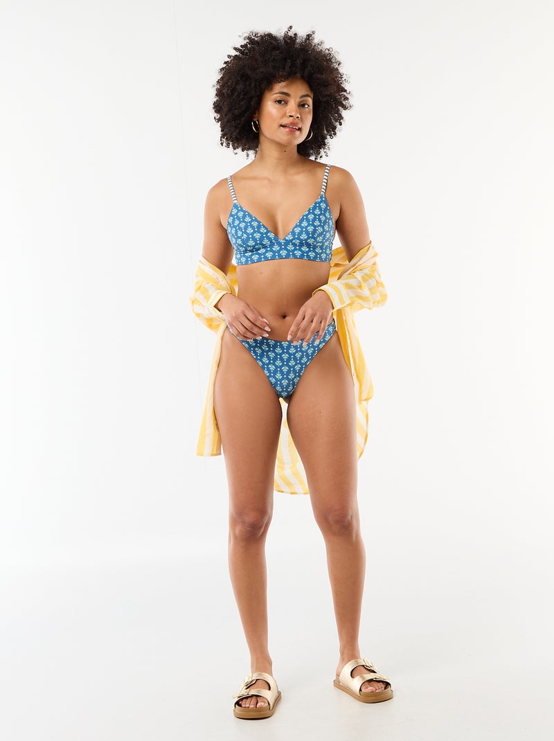 Cueca de banho estampada reversível Azul - Kiabi