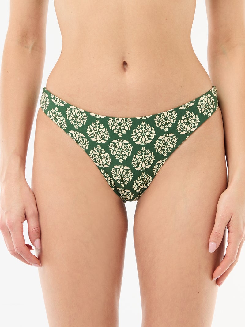Cueca de banho estampada reversível Verde - Kiabi