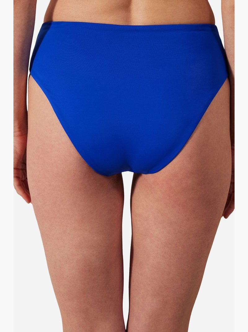 Cueca de biquíni básica de cintura alta com franzido coleção cornetto penti Azul-cobalto - Kiabi