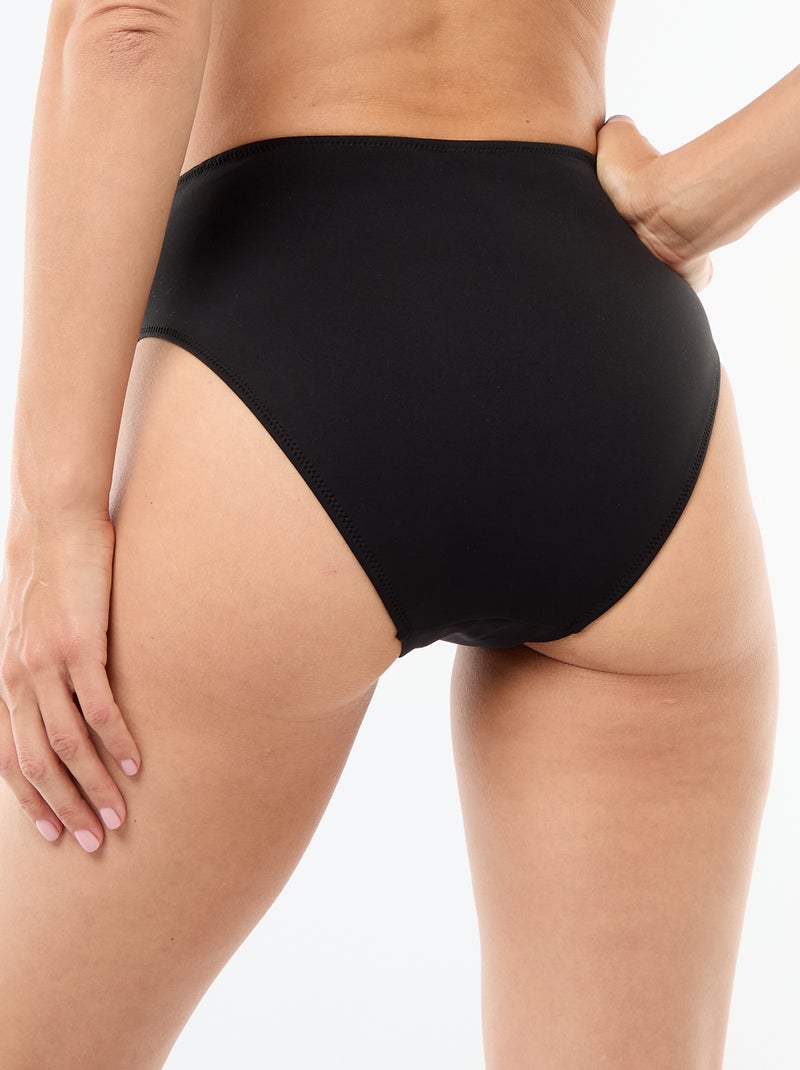 Cueca de biquíni cintura subida em neoprene Preto - Kiabi