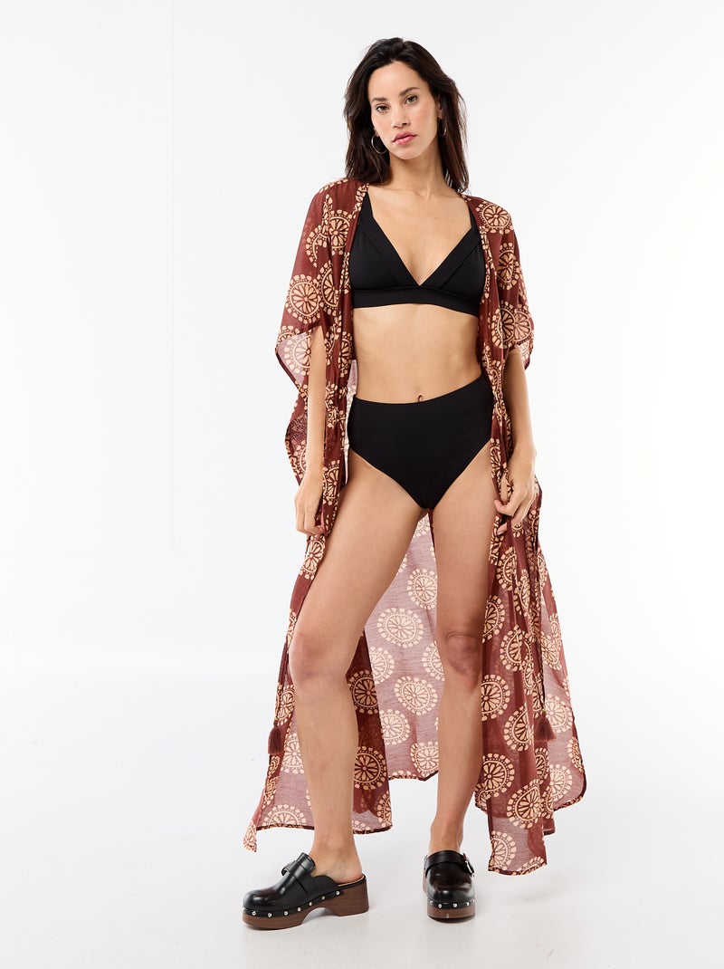 Cueca de biquíni cintura subida em neoprene Preto - Kiabi