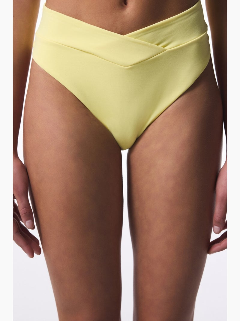 Cueca de biquíni com corte em v penti Amarelo-limão - Kiabi