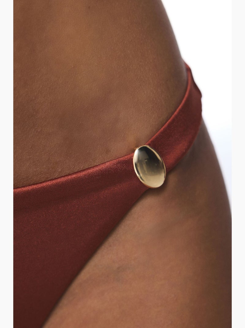 Cueca de biquíni com fivela braga penti Terracota - Kiabi