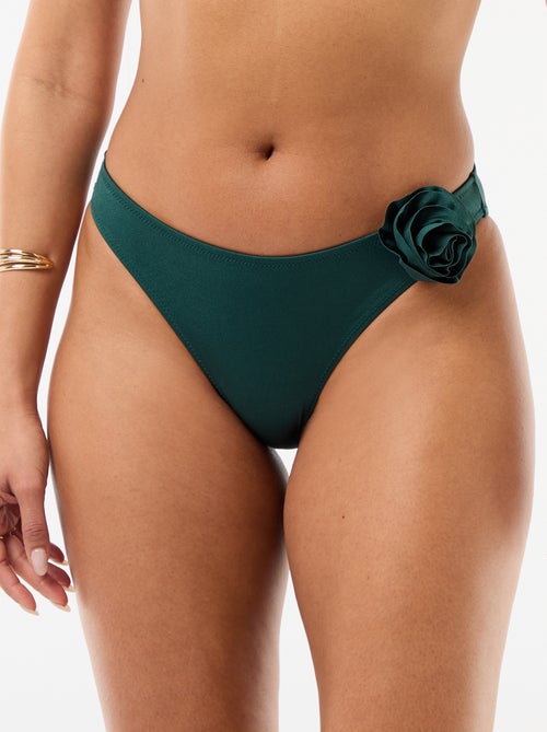Cueca de biquíni com flor em relevo - Kiabi